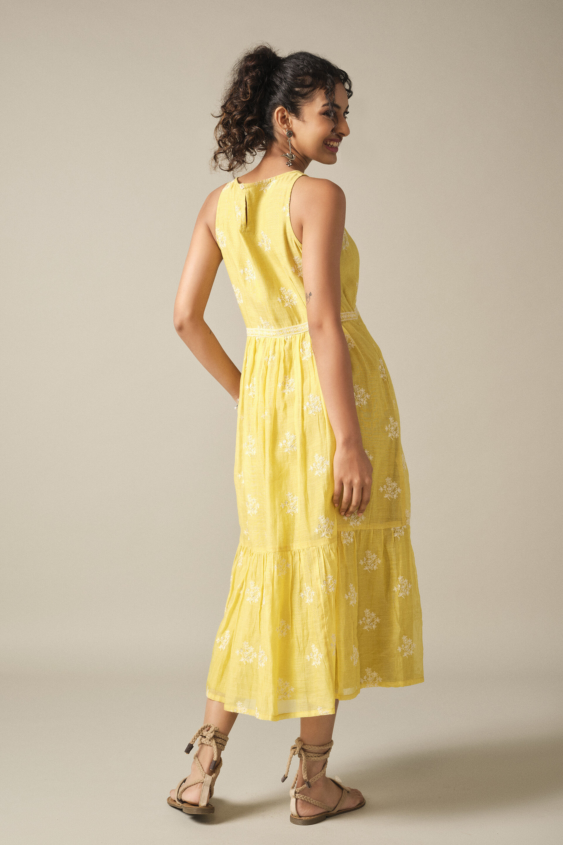 Embroidered Summer Maxi Dress in Yellow, Yellow, image 6